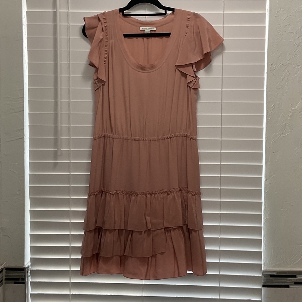 Banana Republic 100% silk Light Pink Ruffled Tiered Women's Dress